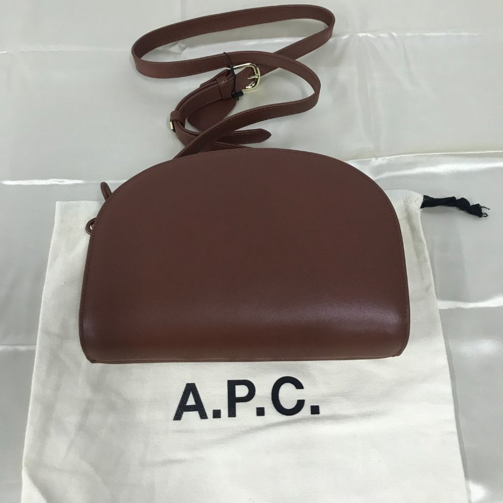 A.P.C. Red Brown Half Moon Shoulder Bag - Picture 2 of 5